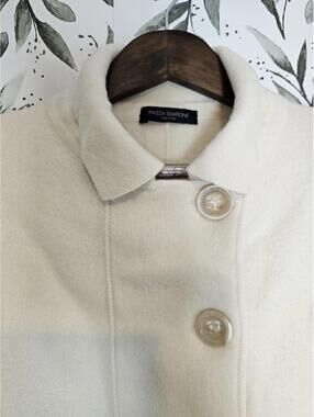 Piazza Sempione Jacket Cream Womens Size S Wool Knit Cuf